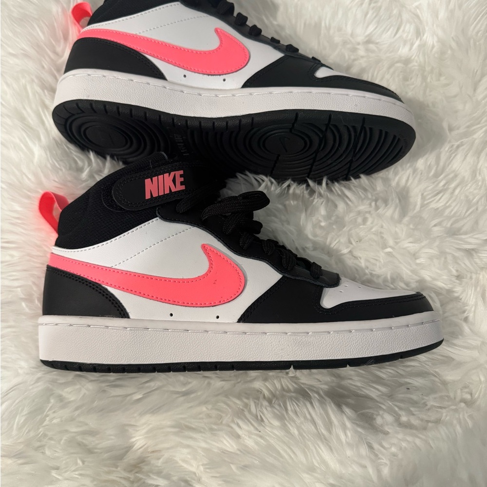 Nike Black and Neon Pink High-Tops